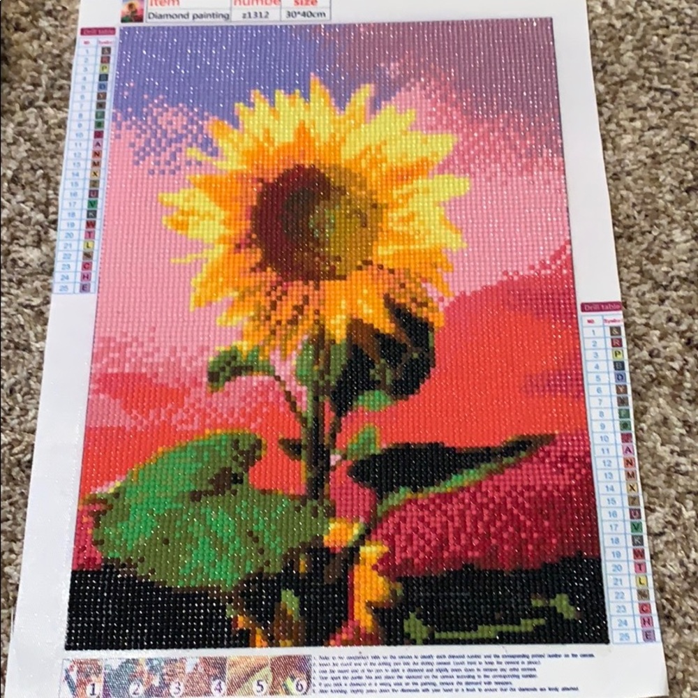 Sunflower diamond painting (completed/unframed)
